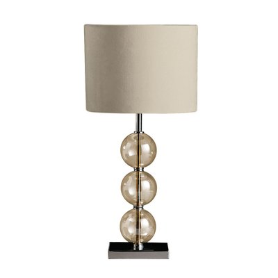 Chrome Base with Amber Orb Detail and Natural Shade Table Lamp SO'HOME