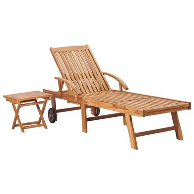 Chaise longue avec table en bois HOME MAISON