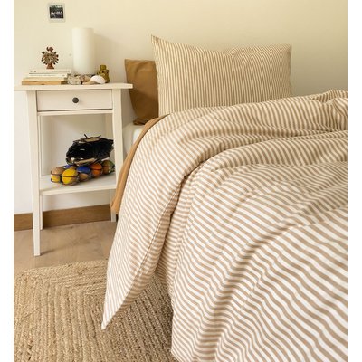 Housse de couette 1 personne Percale de Coton Bio RAYÉ KADOLIS