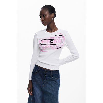 T-shirt à manches longues avec lettres roses DESIGUAL