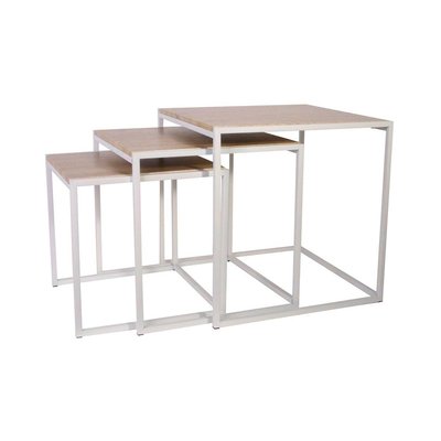 Tables carrées gigognes métal et bois (Lot de 3) CMP