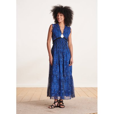 Robe longue cintrée sans manches à imprimé LA FEE MARABOUTEE