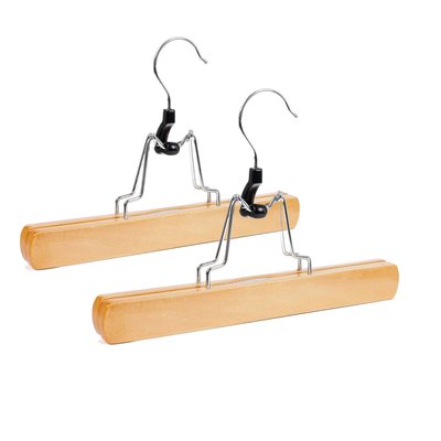 Set de 2 cintres à pince classique en bois pour jupe WADIGA