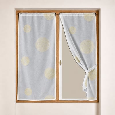 Paire de petits voilages brodés à gros ronds en fils fil textile HOME MAISON