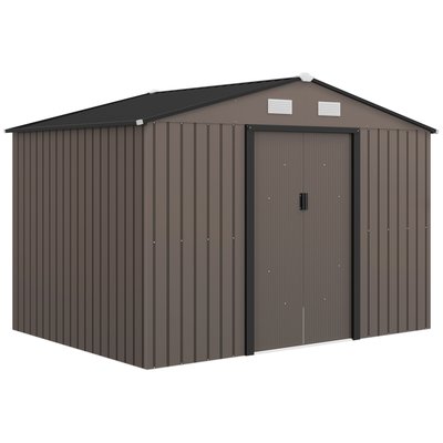 Abri de jardin Acier galvanisé Marron OUTSUNNY