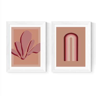 Pack of 2 Prints Abstract Pink Set by Flower Love Child Print EAST END PRINTS