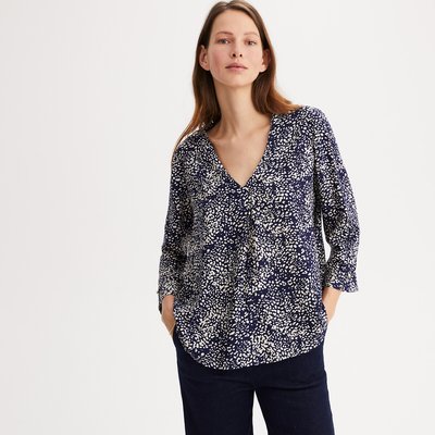 Blouse imprimée, col V, manches 3/4 ANNE WEYBURN
