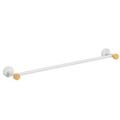 Porte-serviettes mural en métal blanc et bambou 65x10x5cm WADIGA