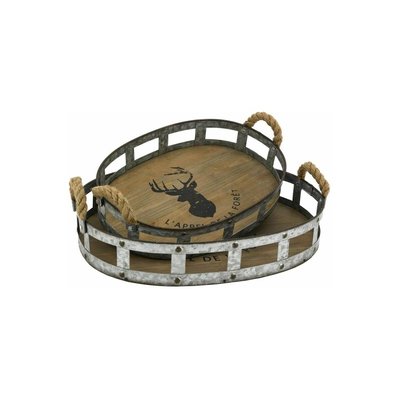 Plateaux ovales en bois et métal L'appel de la forêt (Lot de 2) AUBRY GASPARD
