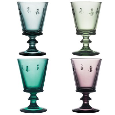 Coffret de 4 verres à vin en 4 couleurs, ABEILLE LA ROCHERE