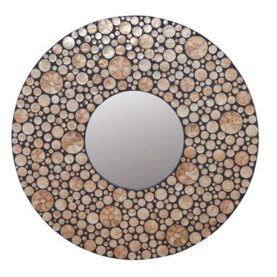 Miroir rond en nacre D. 100 cm - DOTS SIGNATURE