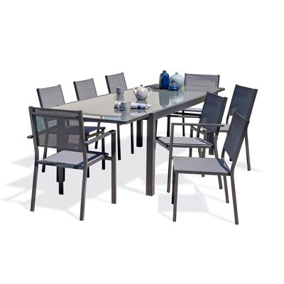 Ensemble repas en alu plateau verre TOLEDE DCB GARDEN