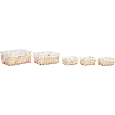 Panier de rangement en osier et coton naturel style shabby chic RECOLLECTION
