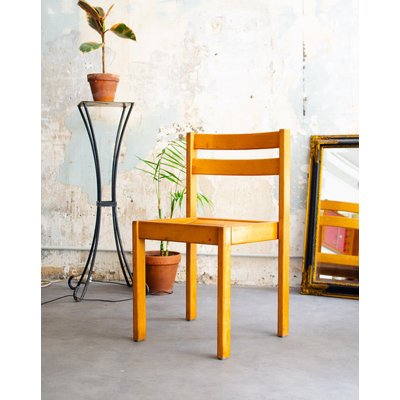Chaise en bois clair minimaliste Alma N°1539 - Bon état DEBONGOUT