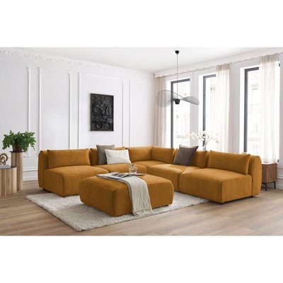 Canapé modulable 6 places en tissu texturé, JEANNE BOBOCHIC