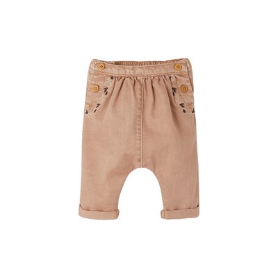 Sarouel brodé en denim VERTBAUDET