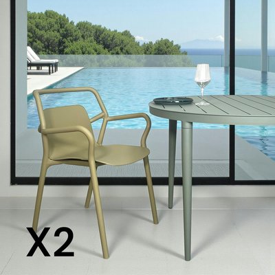 Chaise de jardin design kaki, empilable (lot de 2) PINETO PIER IMPORT