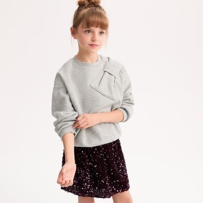 Sweat col rond, pailleté, en molleton, avec détail nœud sur l'épaule LA REDOUTE COLLECTIONS