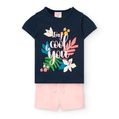 Ensemble t-shirt avec dessin frontal et short uni BOBOLI