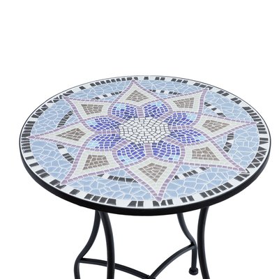 Table ronde style fer forgé bistro plateau mosaïque OUTSUNNY