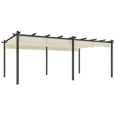 Pergola rétractable grande taille polyester haute densité alu OUTSUNNY