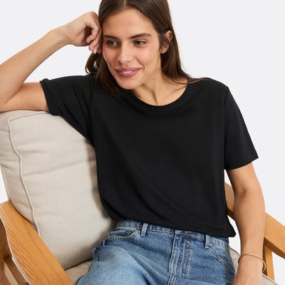 Linen Crew Neck T-Shirt with Short Sleeves LA REDOUTE COLLECTIONS