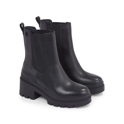 Boots chelsea à talons, cuir TOMMY HILFIGER