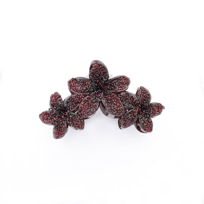 Pince à cheveux fleurs bordeaux à strass BALABOOSTE
