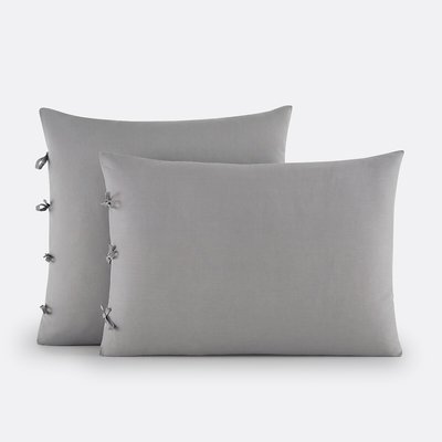 Scenario Plain Cotton Pillowcase with Tie Fastening LA REDOUTE INTERIEURS