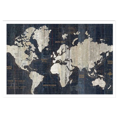 Affiche carte du monde voies navigables HEXOA