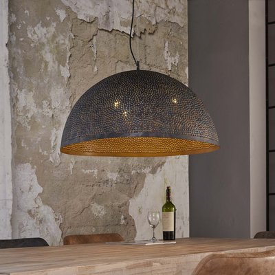 Suspension industrielle demi-lune ajourée marron noir RALF PIER IMPORT