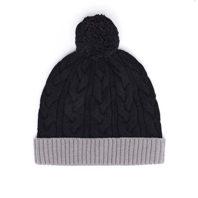 Bonnet Bicolore Avec Pompon en Laine DRAEGER PARIS
