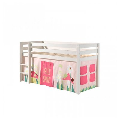 Lit sureleve en avec sommier + Rideau de lit Spring VIPACK
