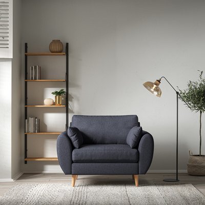 Ada Scandi Soft Brushed Snuggle Chair with Light Wood Legs SO'HOME