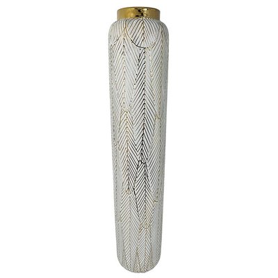 Grand vase doré et blanc avec feuillage PIER IMPORT
