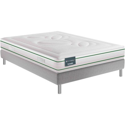 Matelas latex naturel 22cm, sommier pieds DUNLOPILLO