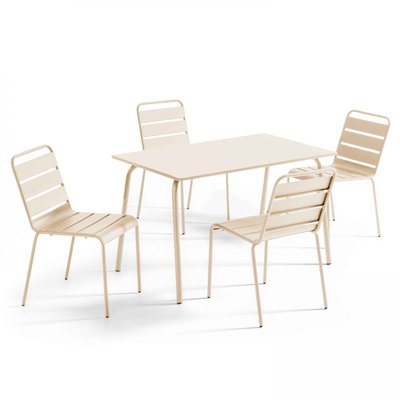 Salon de jardin table et 4 chaises en métal, PALAVAS OVIALA