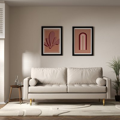 Coco Mid-Century Soft Brushed 3 Seater Sofa with Natural Wood Legs SO'HOME