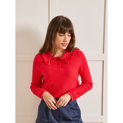 Pull polo volanté coton biologique et cachemire CYRILLUS
