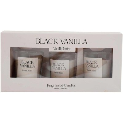 Coffret de 3 bougies avec pots en verre Fragrance Senteur vanille JARDINDECO