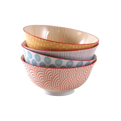 Bol en porcelaine motifs colorés (Lot de 4) 640 ml AUBRY GASPARD