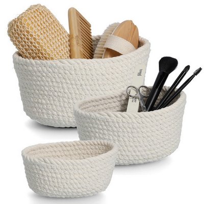 Panier rangement salle de bains coton  set de 3 ZELLER PRESENT