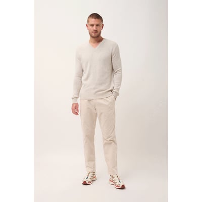 Pull Col V 4 Fils Gris Perle Chiné Nathan JUST CASHMERE
