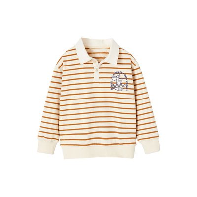 Sweat rayé col polo VERTBAUDET