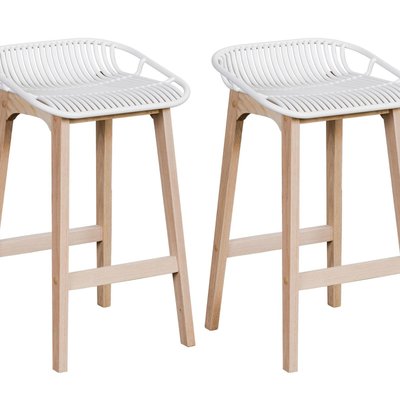 Lot de chaises d'îlot et bar en chêne et assise plastique 65cm MALMO MOB IN