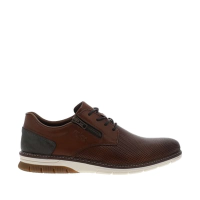 Sneakers en cuir noisette à talon plat avec des lacets et un zip latéral RIEKER