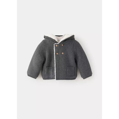Cardigan en maille à capuche imitation mouton MANGO BABY