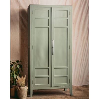 Armoire parisienne en bois gris sauge Blandine N°495 - Bon état DEBONGOUT
