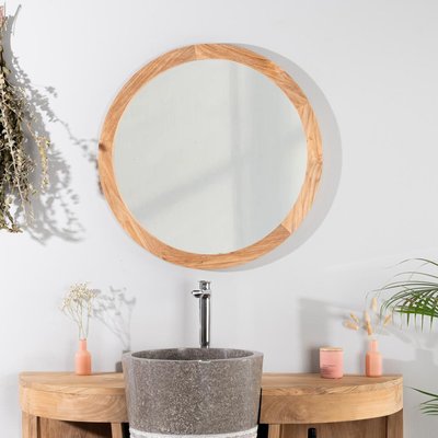 Miroir hublot en teck rond 68cm WANDA COLLECTION