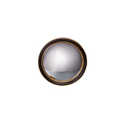 Miroir Convexe Mural Rond Résine Noir et Doré - Diamètre 27cm WADIGA